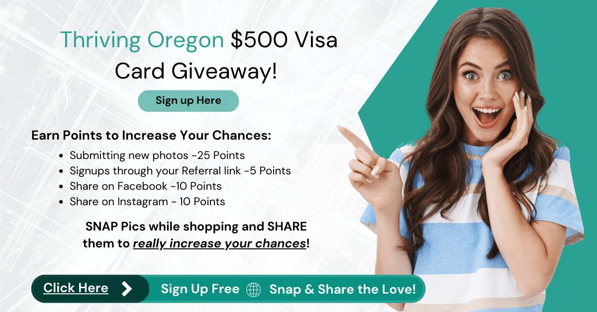 image of a young lady joining the Thriving Oregon Snap and Share Spread the Love $500 Giveaway